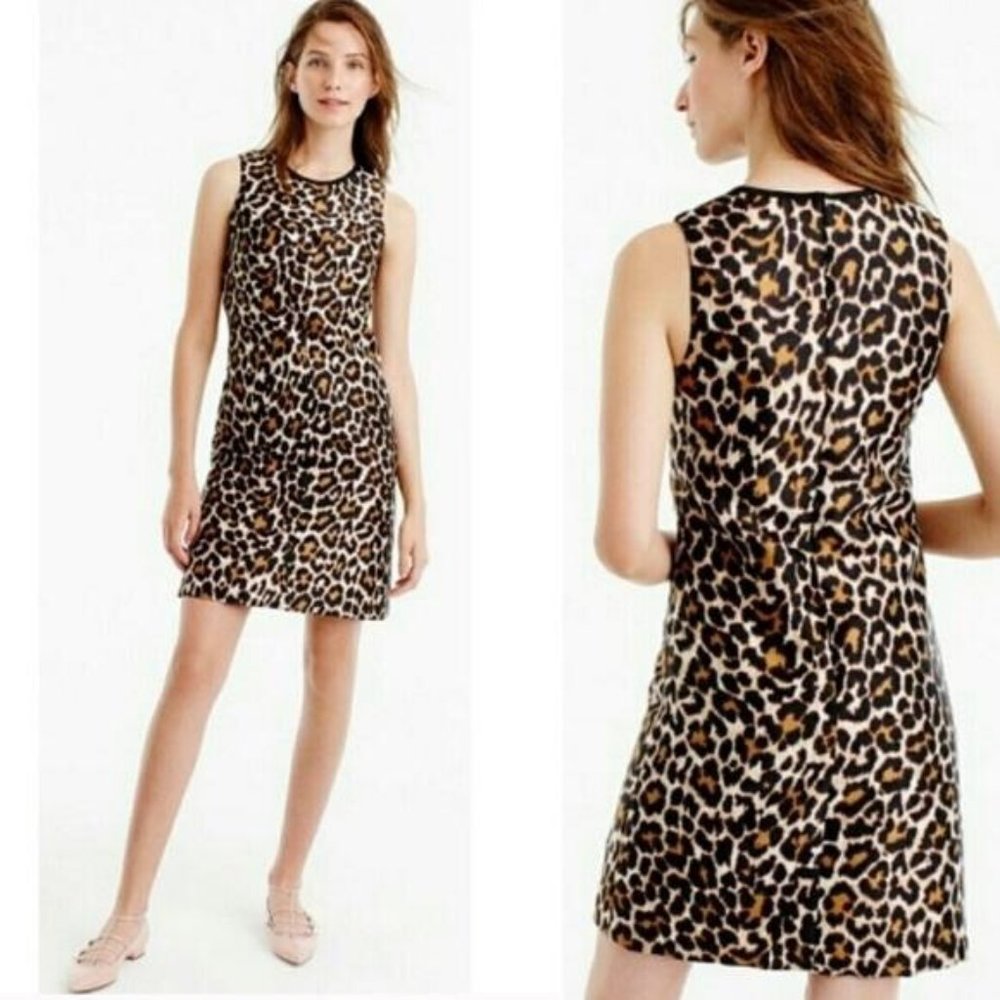 J. Crew A-Line Leopard Print Sleeveless Dress.  SZ 12